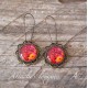 Ohrringe Cabochon, rote Mohnblumen, Bronze, Frau Schmuck