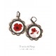 Earrings cabochon, red poppies, bronze, woman's jewelry
