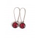 Earrings, cabochons small, red poppies, bronze, woman's jewelry