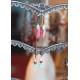 Pierced ears for long, powder pink, sequin pink enamel, bronze, woman's jewelry