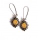 Earrings, Japanese waves, yellow orange tones, retro style, bronze, woman's jewelry