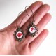 Boucles d'oreilles, style rétro, petite fleur rose, romantique, argenté, bijoux pour femme