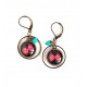 Earrings, butterfly knot red, and black, bronze, woman's jewelry