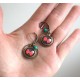 Ohrringe, Schmetterlingsknoten rot und schwarz, Bronze, Frau Schmuck