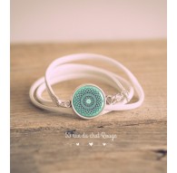 Cabochon-Armband, Manschette, marokkanischer Cabochon, pastellblau