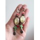 Earrings, cabochon 18x25 mm, religious inspiration, Virgin Mary, Cross, Bronze, Women's jewelry