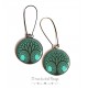 Earrings, tree of life, green tones, epoxy resin, bronze, woman's jewelry