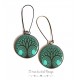 Pendientes, árbol de la vida, tonos verdes, resina epoxi, bronce, joyería de la mujer