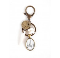 Broche cabochon messaggio d'amore, perla, bianco, bronzo