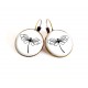 Boucles d'oreilles, pendants, cabochon libellule, noir et blanc, bronze