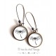 Earrings, dragonfly, black and white, bronze chain