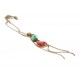 Collier pendentif cabochon, inspiration Hindou rouge, chainette, perle turquoise, bronze