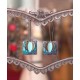 Boucles d'oreilles, pendantes, fantaisie,  peinture bulles tons bleus, artisanat