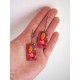Earrings, pendant, fancy, red and pink fuchsia bubble, crafts