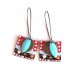 Boucles d'oreilles, pendantes, fantaisie,  petits pois (polka dots) 60's, artisanat