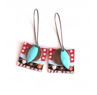 Earrings, pendant, fancy, peas (polka dots) 60's, crafts