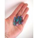 Boucles d'oreilles, pendantes, fantaisie,  abstrait violet et turquoise, artisanat