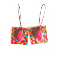 Boucles d'oreilles, pendantes, fantaisie,  multicouleur, bonbons acidulés, artisanat