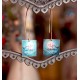 Boucles d'oreilles, pendantes, fantaisie,  Magnolias rose et bleu, artisanat