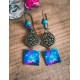 Earrings, pendant, fancy, Blue Universe, galaxy, crafts