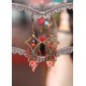 Earrings, pendant, Bohemian, gypsy, orange and red tones, turquoise, bronze