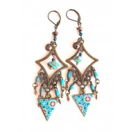 Orecchini, pendente, Boemia, zingara, i toni del turchese, turchese, bronzo
