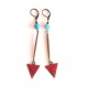 Boucles d'oreilles, longs pendants, apatite, rouge bleu, artisanat