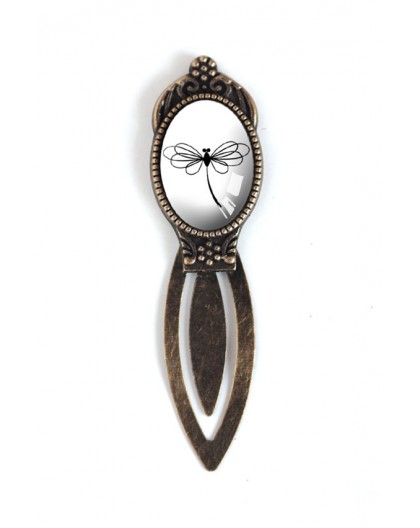 Marca cabujón, negro y blanco libélula, bronce
