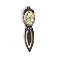 Lesezeichen Cabochon, Pfau, retro, schäbige chic, Bronze