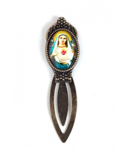 Bookmark cabochon, Virgin Mary, retro style, bronze