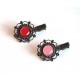 2 Hair clip, cabochon pink tones, red and pink, bronze