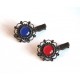 2 Hair clip, cabochon, blue and red colors, Bronze