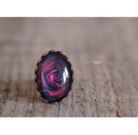 Anello Cabochon Anello Infinite cerchi arancione e verde kaki