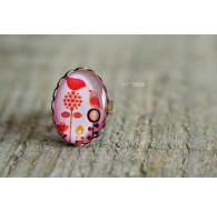 Cabochon Ring Unendliche Kreise orange und khaki grün