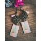 Earrings, pendant, fancy, Pineapple pink, soft blue, bronze