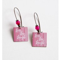 Orecchini, fantasia, amore, Live, Laugh, rosa bianca, bronzo