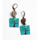 Earrings, fancy, Tree of Life, turquoise, bronze