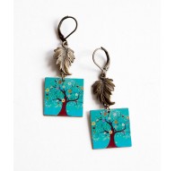 Orecchini, fantasia, albero della vita, turchese, bronzo
