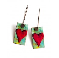 Pendientes, colgante, de lujo, gran corazón rojo