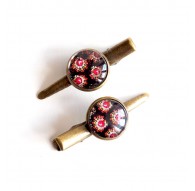 Tiras cabujón aspecto barroco, rosa marrón, bronce