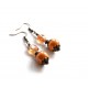 Boucles d'oreilles pendantes, céramique orange, style victorien, bronze