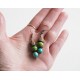 Boucles d'oreilles pendants, turquoise et vert anis, bronze