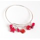 Women's bracelet, silver plated rush, red pearls and cabochon