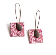 Boucles d'oreilles pendantes, fantaisie, cerisier du japon, rose blanc, bronze
