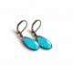 Boucles d'oreilles Gouttes, Bleu turquoise, petit pois, bronze ou argenté