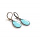 Earrings drops, light blue, polka dots, bronze or silver