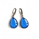 Earrings drops, royal blue, polka dots, bronze or silver