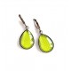 Earrings drops, lime green, polka dots, bronze or silver