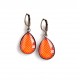 Earrings drops, orange, polka dots, bronze or silver