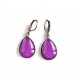 Earrings drops, purple, polka dots, bronze or silver